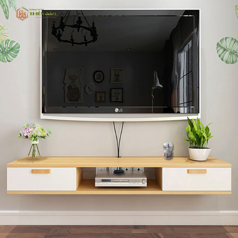 KỆ TIVI GĂN TƯỜNG GỖ MDF THIẾT KẾ ĐƠN GIẢN-KTV06